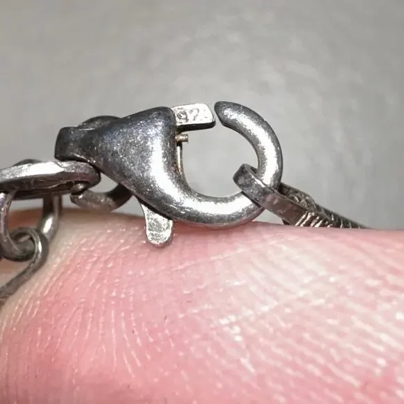 Sterling Silver Choker Snake Necklace 925 Twisted Tube Large Pendant Italy - Picture 3 of 5